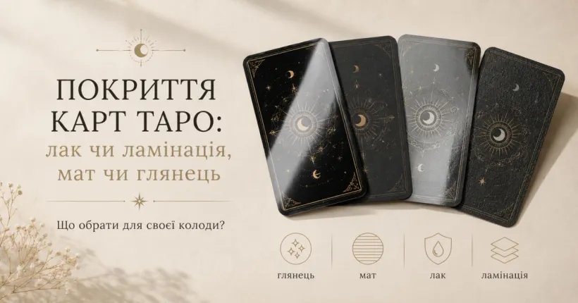 Покриття карт Таро: лак чи ламінація, мат чи глянець