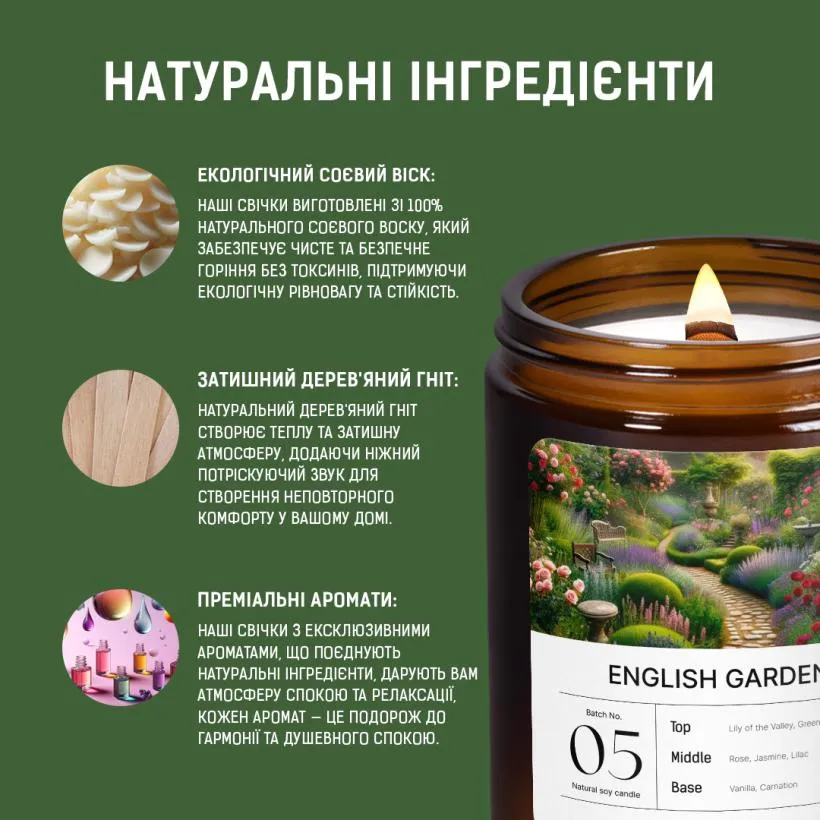 Аромасвічка Англійський сад — свічка в інтер'єрі