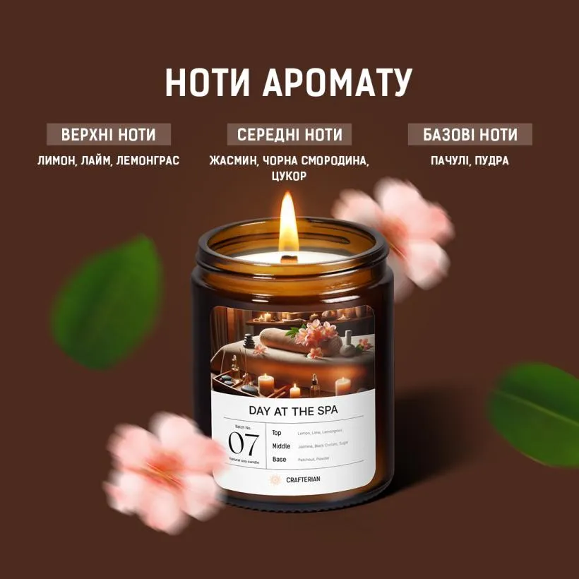 Аромасвічка День у спа — верхній вигляд на поверхню соєвого воску