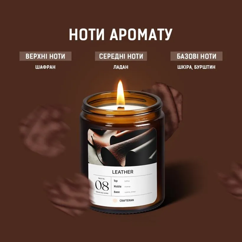 Аромасвічка Шкіра — текстура соєвого воску