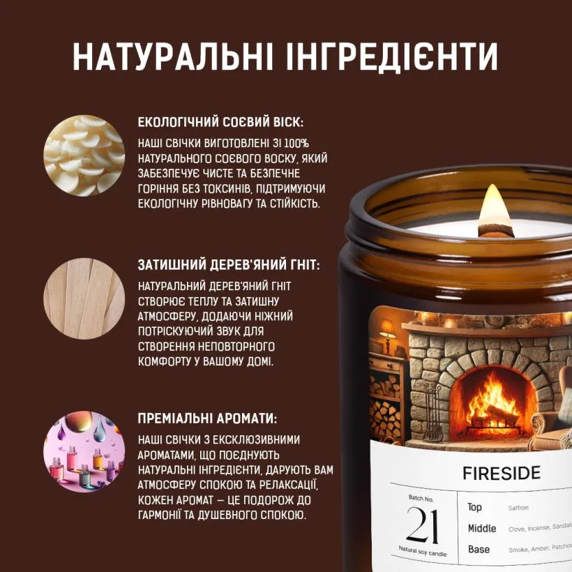 Аромасвічка У каміна — вигляд зверху, поверхня соєвого воску