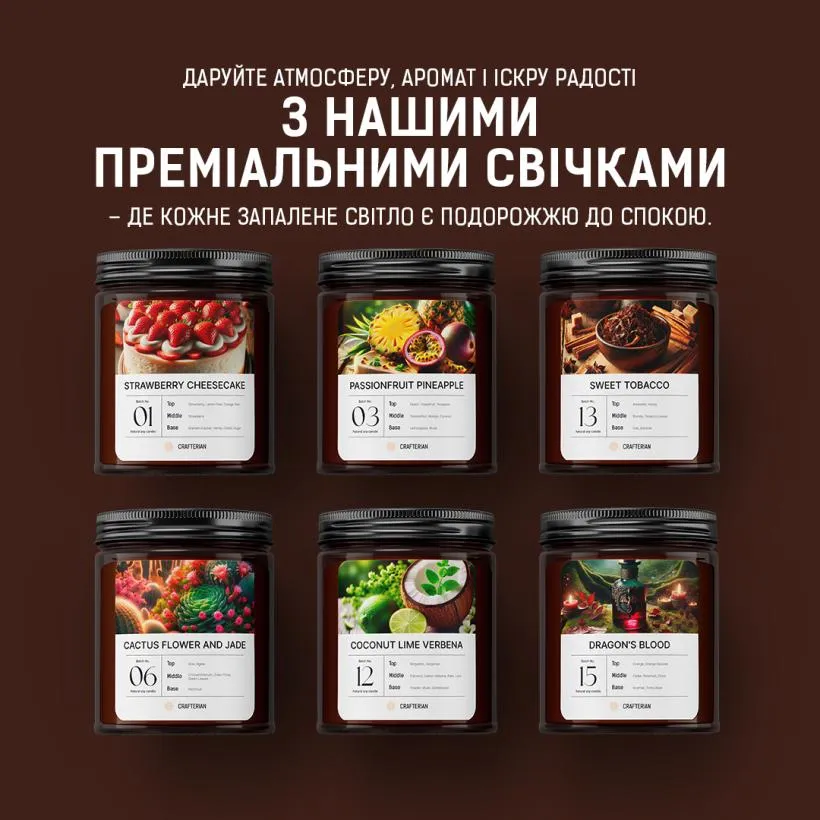 Аромасвічка У каміна — загальний вигляд упаковки та свічки