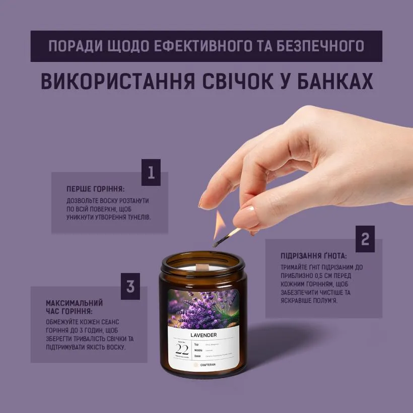 Аромасвічка Лаванда — загальний вигляд у домашньому інтер'єрі