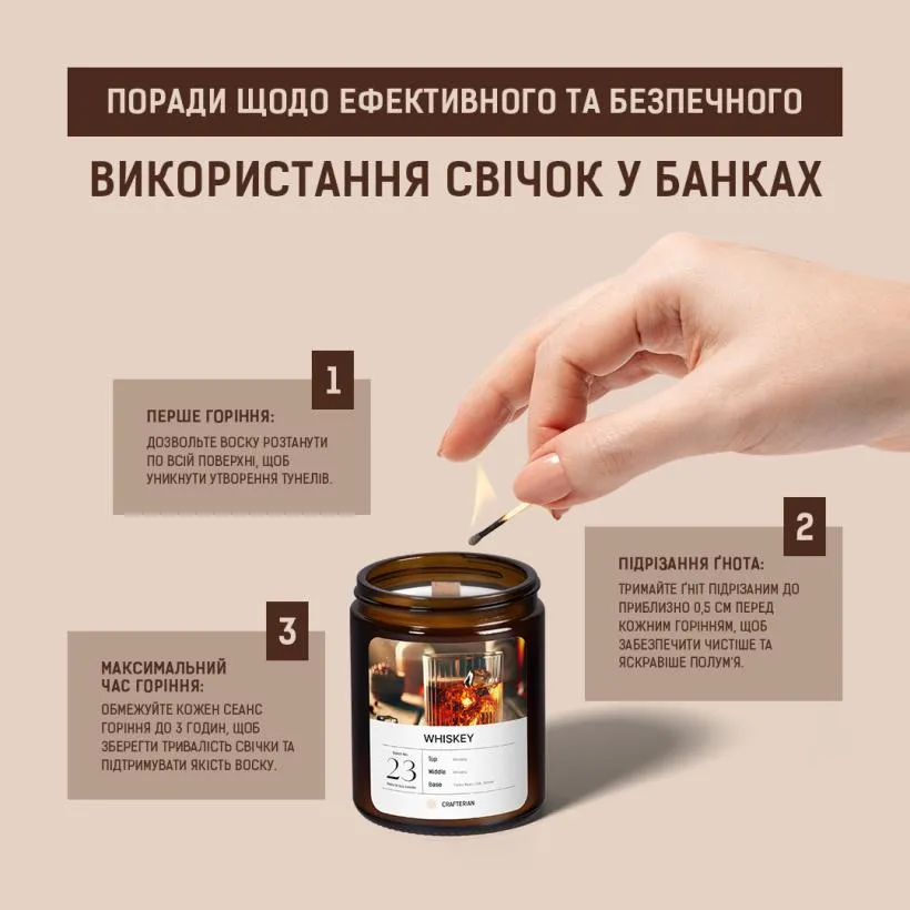 Аромасвічка Віскі — вид зверху, поверхня воску